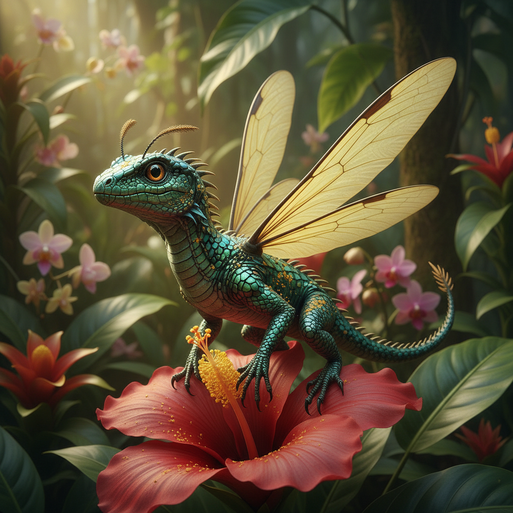 Nectardrake - lizard and bee hybrid