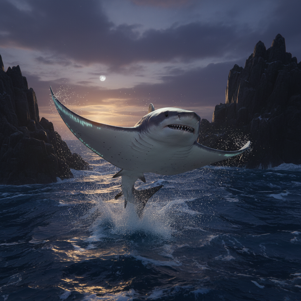 Mantashark displaying characteristic behavior