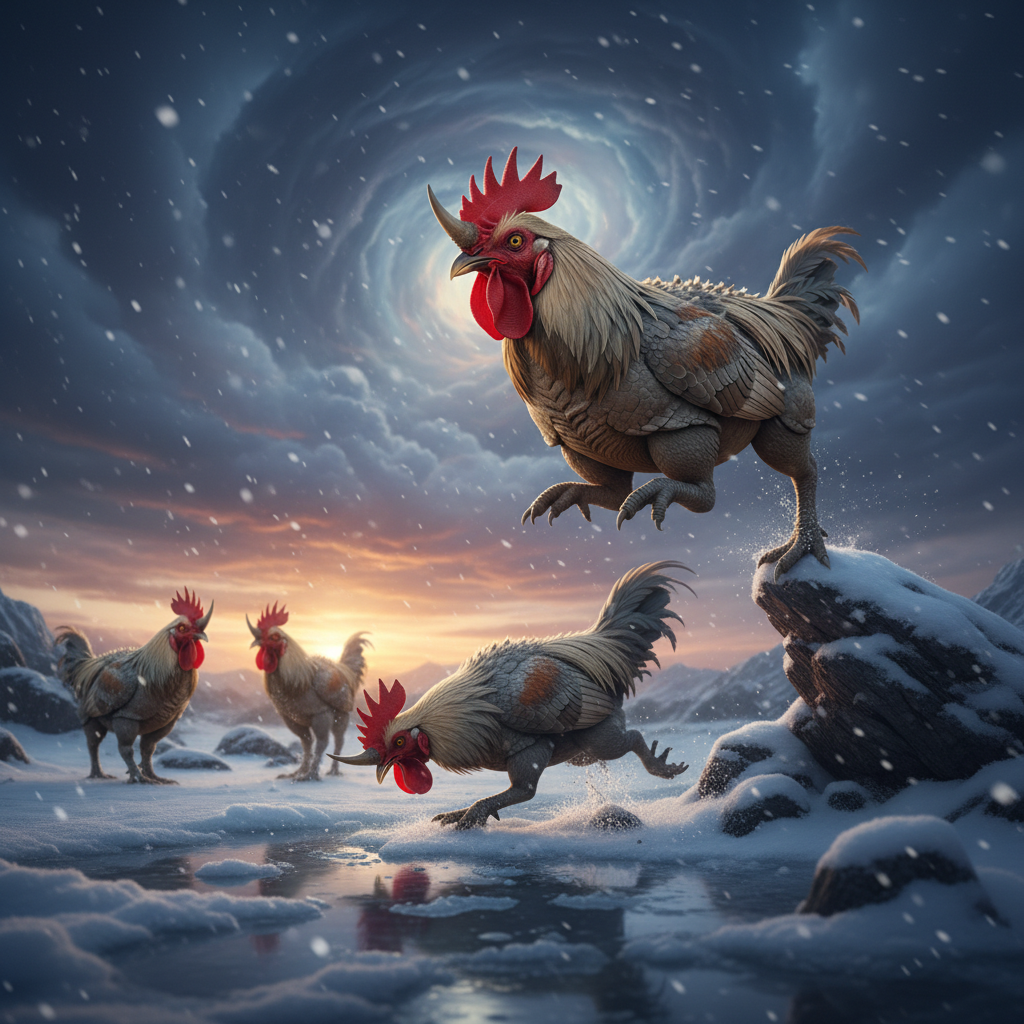 Rhinocock displaying characteristic behavior