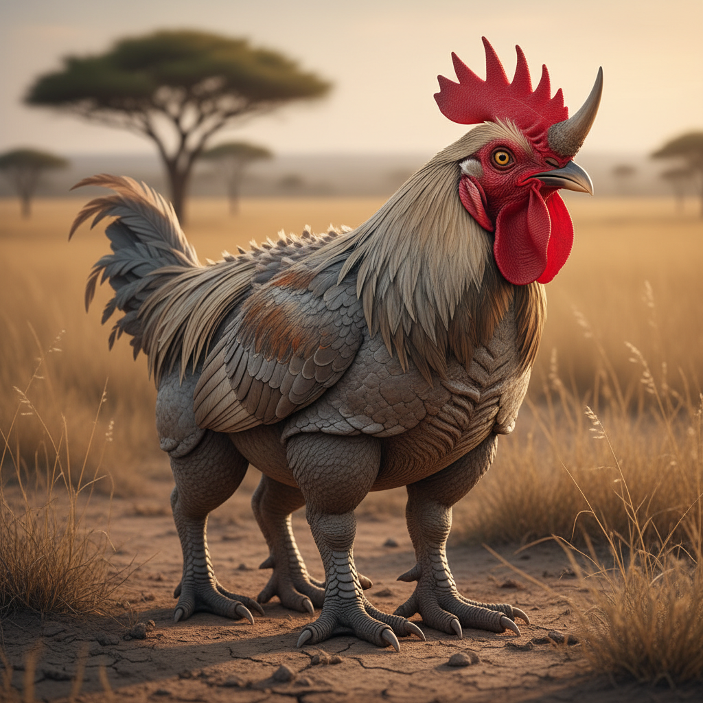 Rhinocock - rhino and chicken hybrid