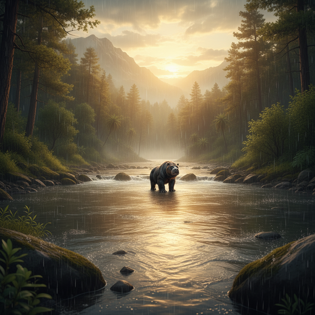 Behemothbear in its natural habitat - Temperate and tropical riparian zones, large river systems, and dense lakeside forests