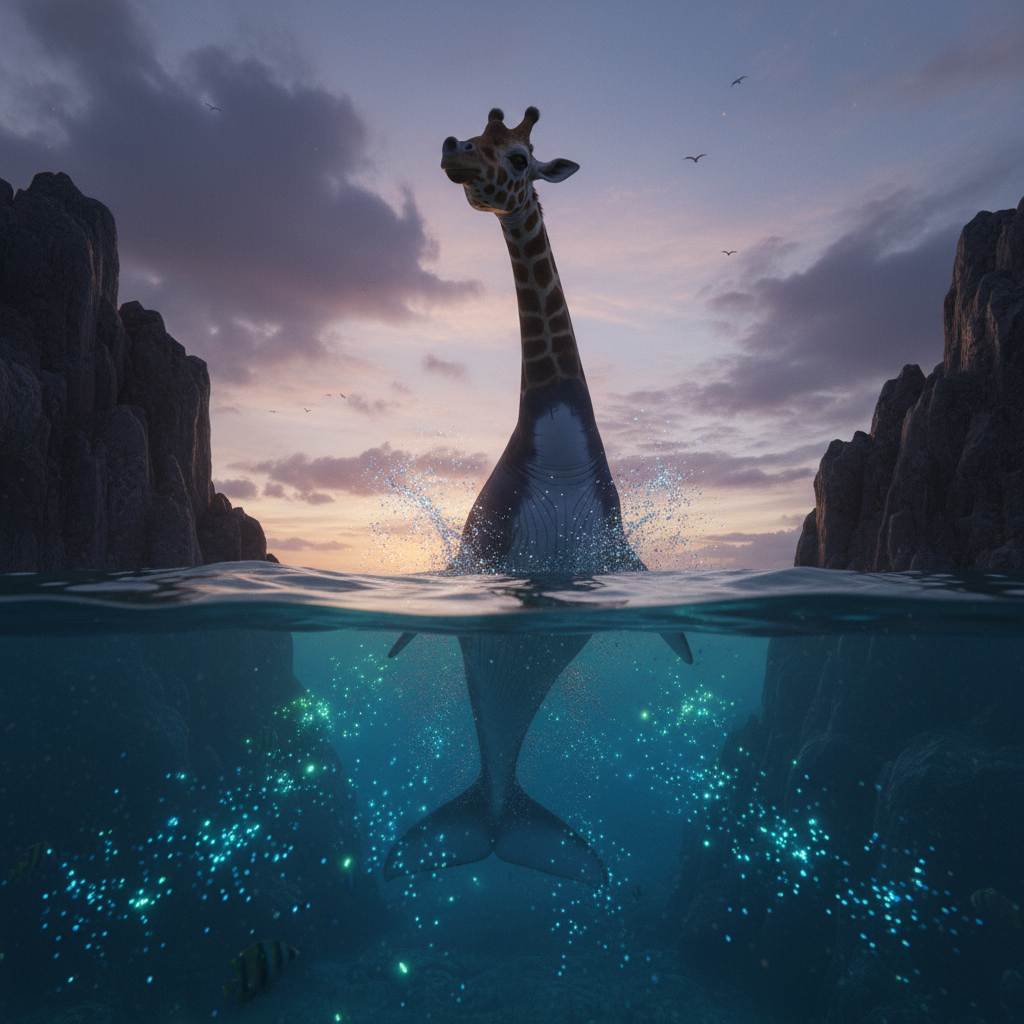 Whaleraffe displaying characteristic behavior