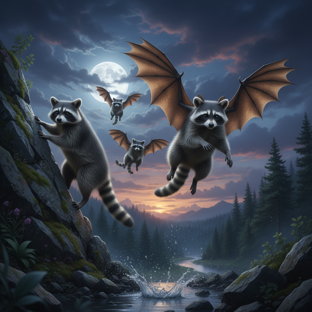 Raccubat displaying characteristic behavior