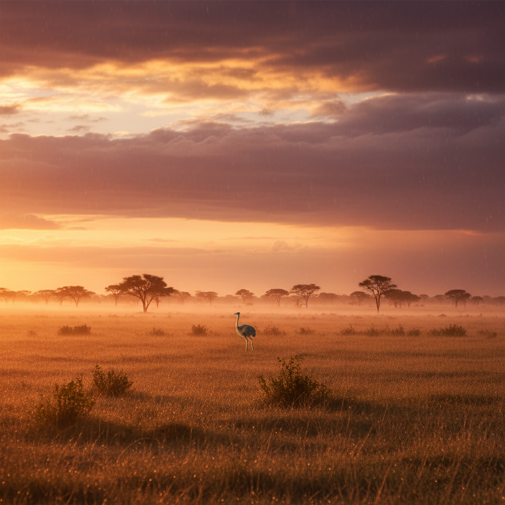 Ostrichog in its natural habitat - Open Grasslands and Savannas