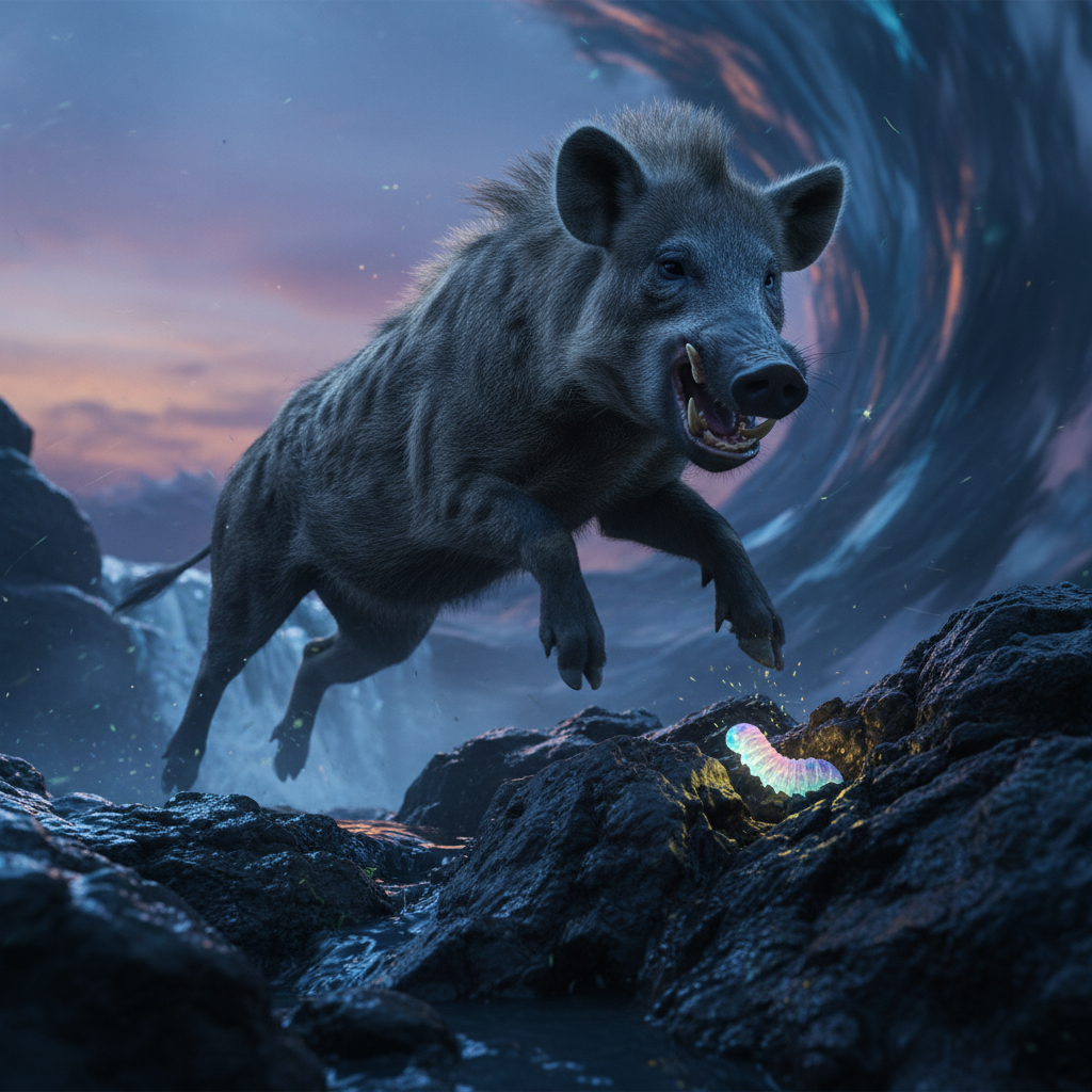 Grinner Hog displaying characteristic behavior