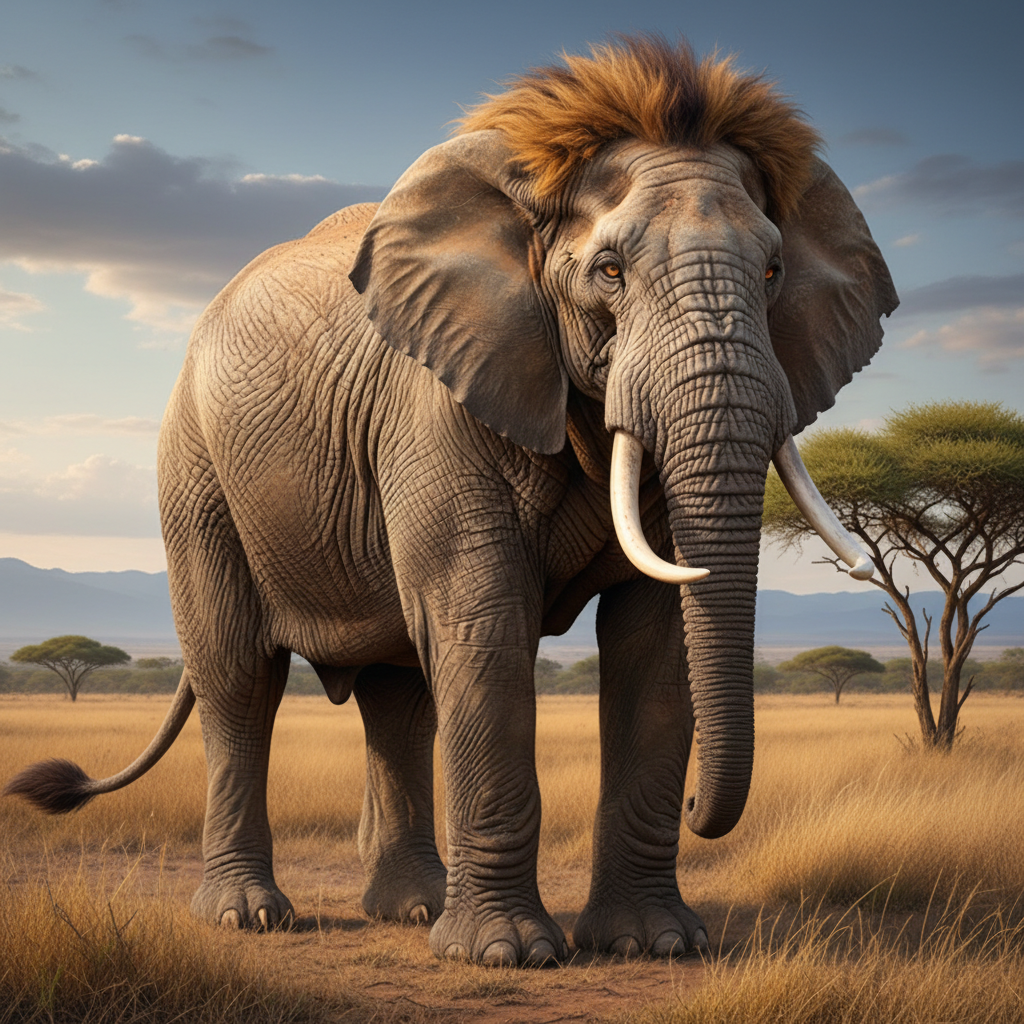 Leoliphant - elephant and lion hybrid