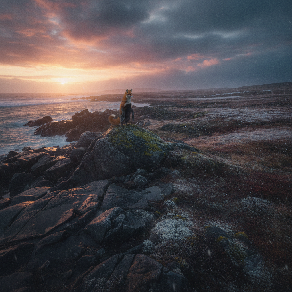 Penguifox in its natural habitat - Subpolar Coastal Regions, Rocky Shores, and adjacent Tundra