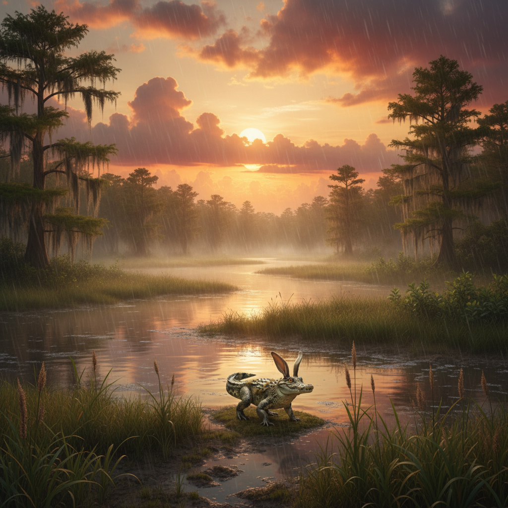 Crocobun in its natural habitat - Subtropical Wetlands and Riverbanks