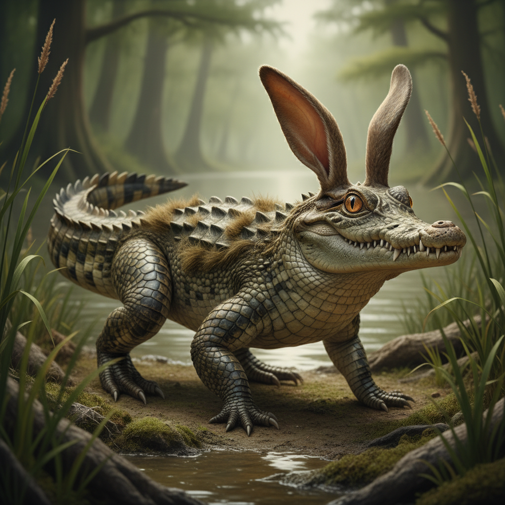 Crocobun - crocodile and rabbit hybrid