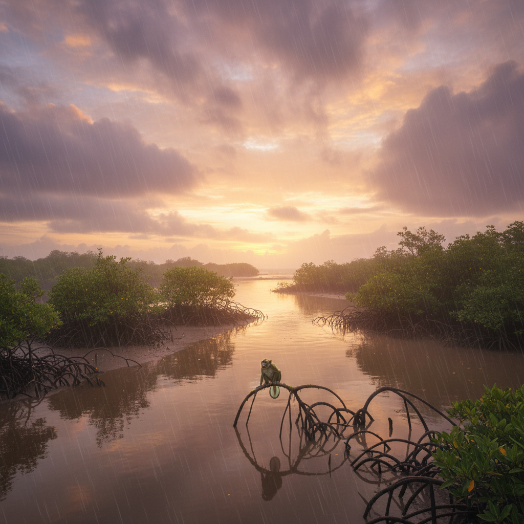 Puffonkey in its natural habitat - Coastal Mangrove Swamps & Brackish River Deltas