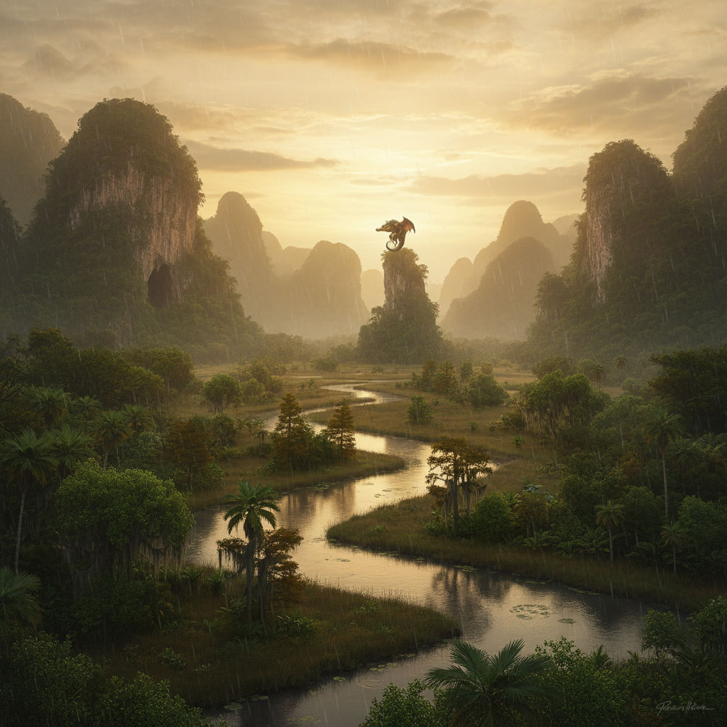 Batigator in its natural habitat - Subtropical and Tropical Wetlands, specifically near extensive cave systems or large rock formations