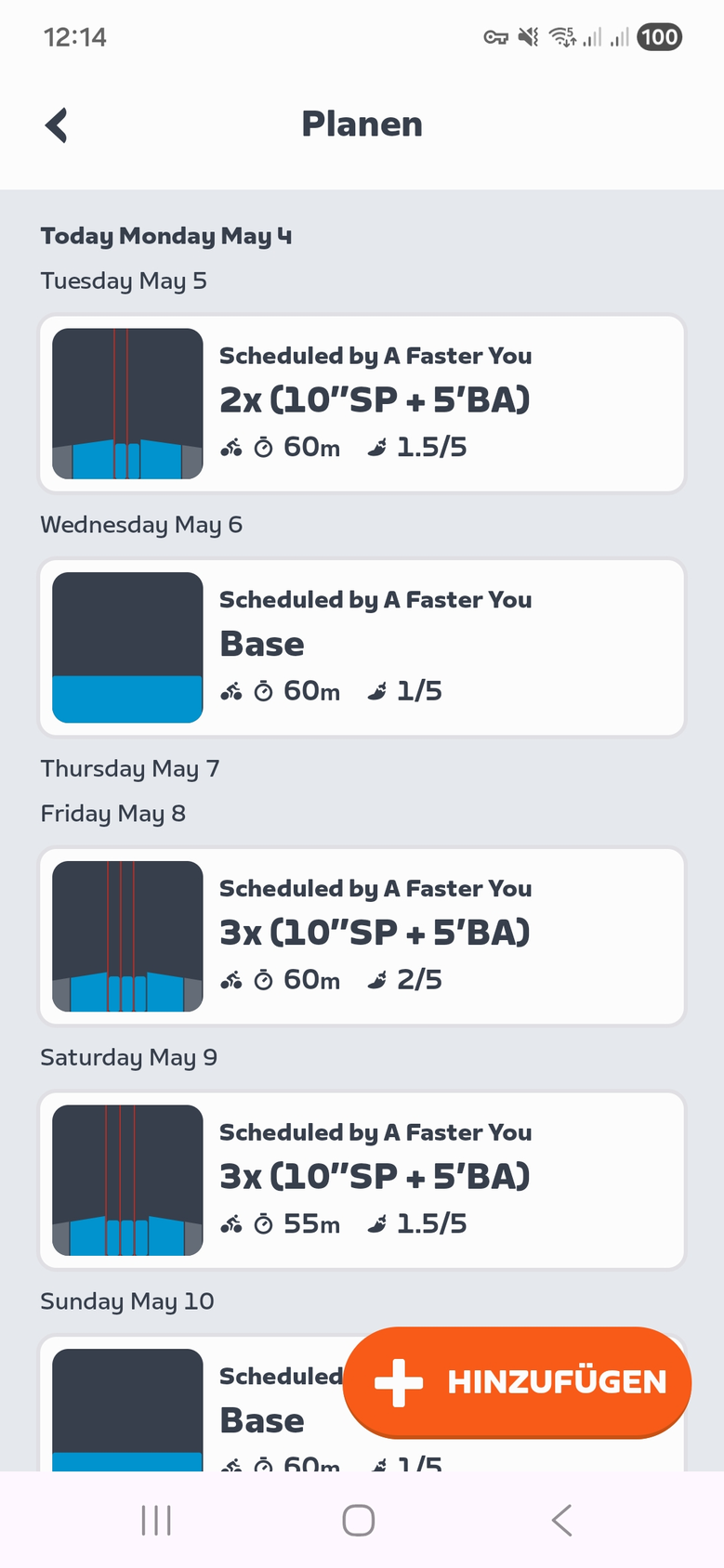 Workouts de A Faster You mostrados en la app Zwift Companion