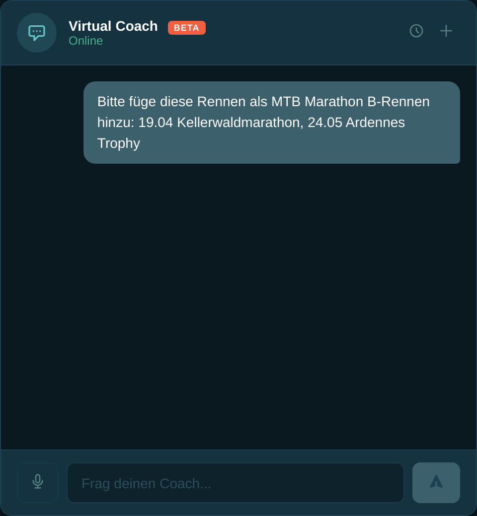 Wettkampfplanung im Virtuellen Coach
