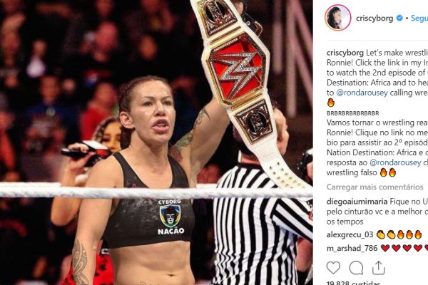 Rumo à WWE? Com post sugestivo, Cris ‘Cyborg’ desafia Ronda Rousey