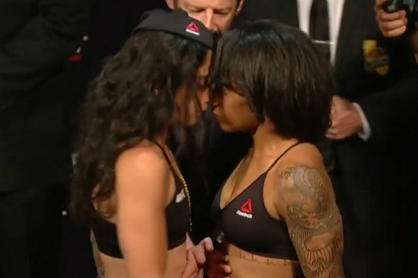 Brasileira se estranha com adversária durante pesagem do UFC Sacramento