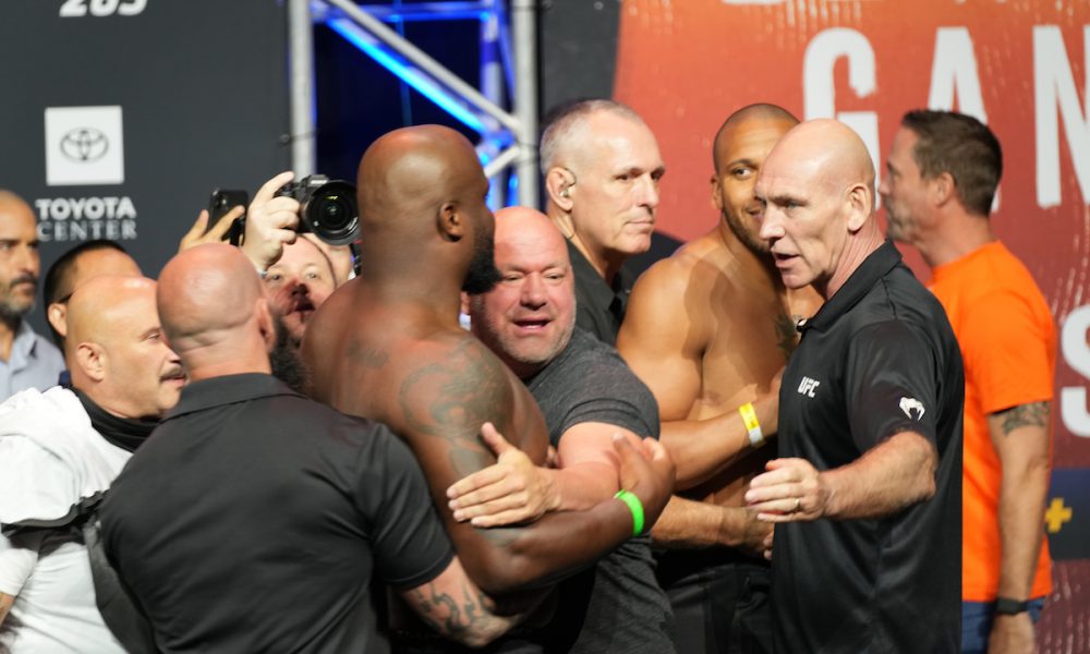 Lewis parte para cima e se estranha com Gane em última encarada antes do UFC 265; veja