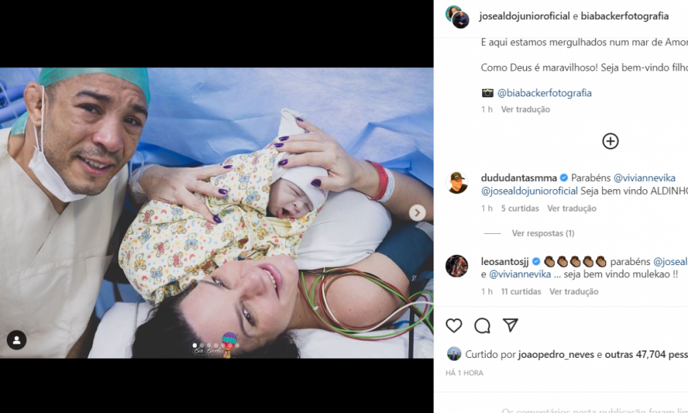 José Aldo comemora nascimento de filho: “Mergulhado em um mar de amor”