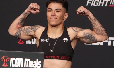 Jéssica Bate-Estaca na pesagem do UFC.