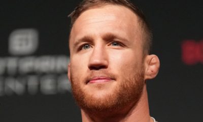 Rosto de Justin Gaethje durante pesagem de sua última luta no UFC, contra Rafael Fiziev