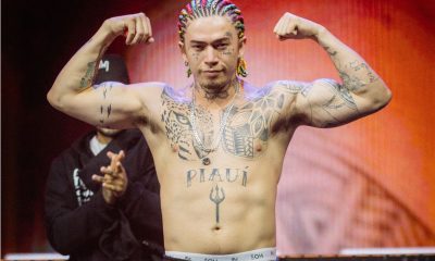 Whindersson Nunes posa durante a pesagem cerimonial do evento inaugural do torneio de boxe entre celebridades High Stakes.