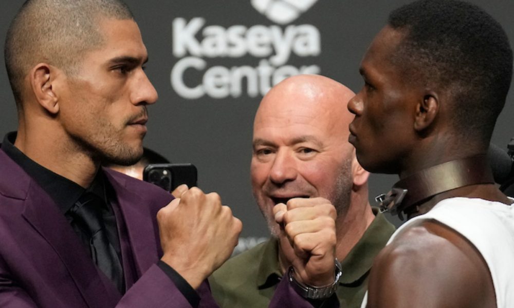 Alex Poatan e Israel Adesanya escancaram animosidade em encarada na coletiva do UFC 287.