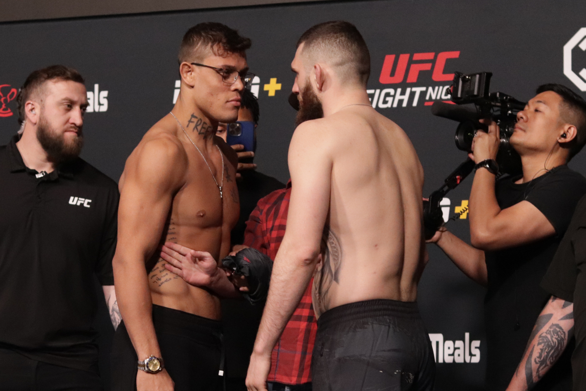 Caio Borralho e Michal Oleksiejczuk se encaram logo após pesagem oficial do UFC Vegas 72