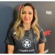 Estreante, Jaqueline Amorim atende a imprensa durante o media day do UFC 287