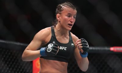 Sam Hughes em ação no UFC 287, diante de Jaqueline Amorim