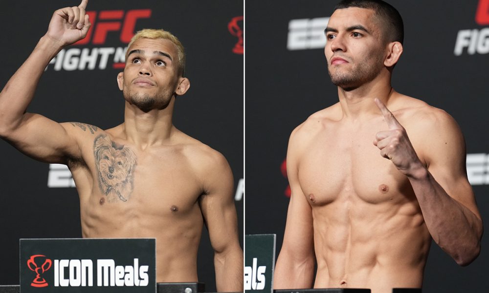 Daniel Willycat e Johnny Mmunoz se pesam para suas lutas no UFC