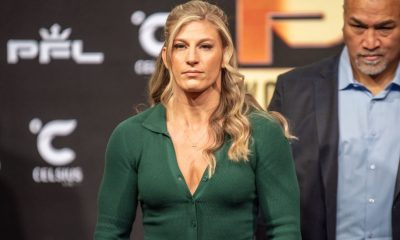 Kayla Harrison participa de coletiva de imprensa antes de seu duelo contra Larissa Pacheco na PFL.