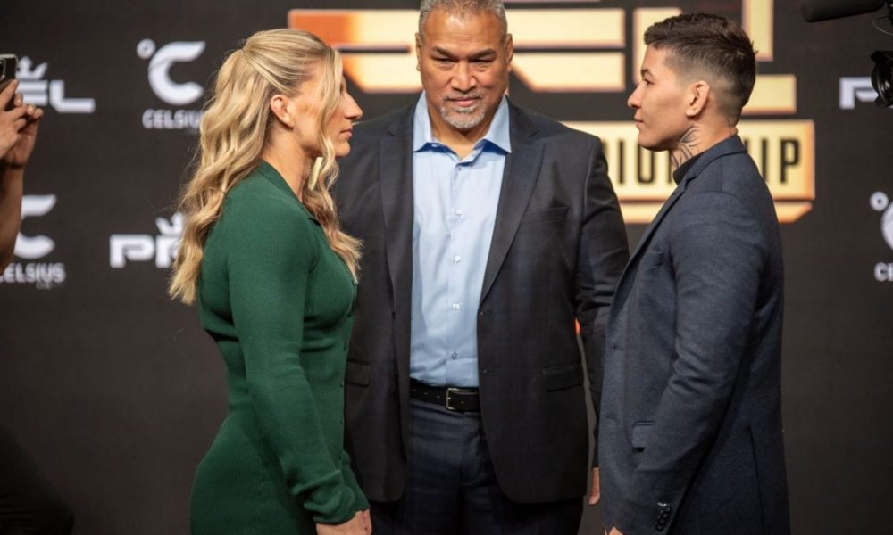 Frente a frente, Kayla Harrison e Larissa Pacheco fazem encarada na PFL.