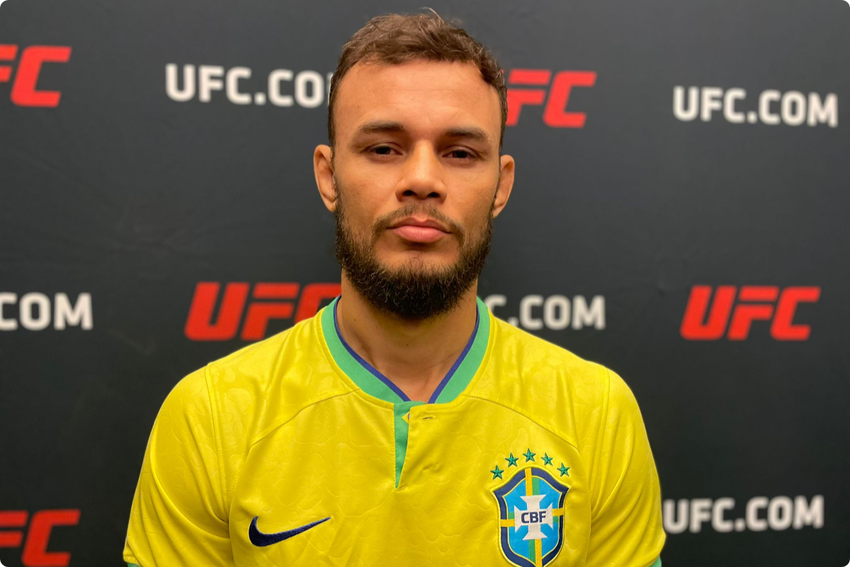 Felipe Bunes conversa com a imprensa no media day do UFC Vegas 75