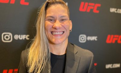 Priscila Pedrita no media day do UFC 291.