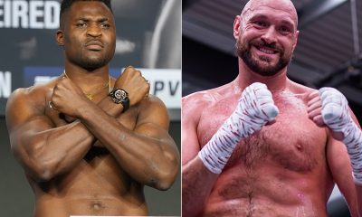 Francis Ngannou e Tyson Fury posam para fotos