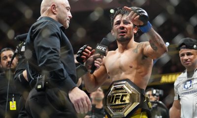 Emocionado, Pantoja veste o cinturão peso-mosca (57 kg) no UFC 290