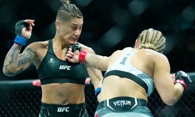 Priscila Pedrita em ação no UFC 291 contra Miranda Maverick.