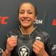 Jaqueline Amorim sorri após sua primeira vitória dentro do UFC.