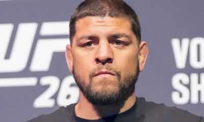 Nick Diaz com semblante fechando em coletiva do UFC