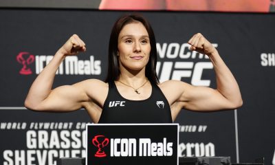 Alexa Grasso posa na pesagem oficial do Noche UFC.