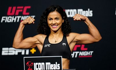 Natália Silva posa para fotos após bater o peso para o UFC Vegas 85