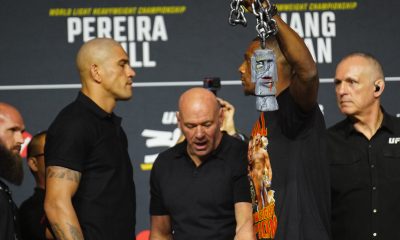 Alex Poatan e Jamahal Hill fazem encarada tensa antes do UFC 300.