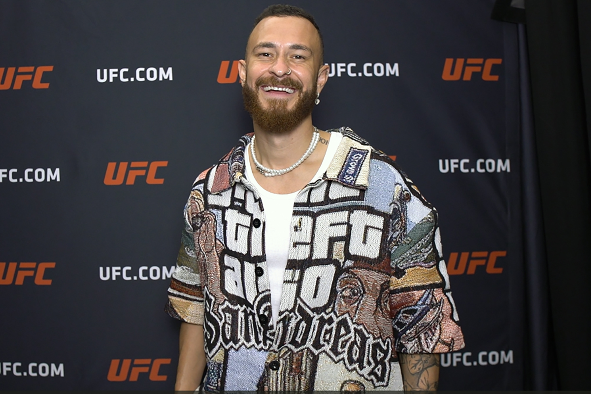 Fred Bruno dos Desimpedidos posa para fotos após ser entrevistado pela reportagem da Ag Fight em Las Vegas