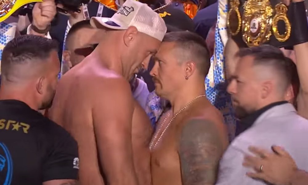 Tyson Fury e Oleksandr Usyk fazem última encarada antes da unificação de títulos no peso-pesado.