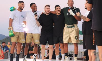 Anderson Silva promove brincadeira com a equipe da Cazé TV durante treino aberto para sua luta de boxe com Chael Sonnen