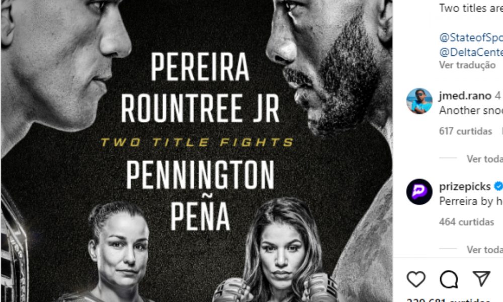 Pôster do UFC 307 destaca disputa de título entre Alex Poatan e Khalil Rountree Jr; veja