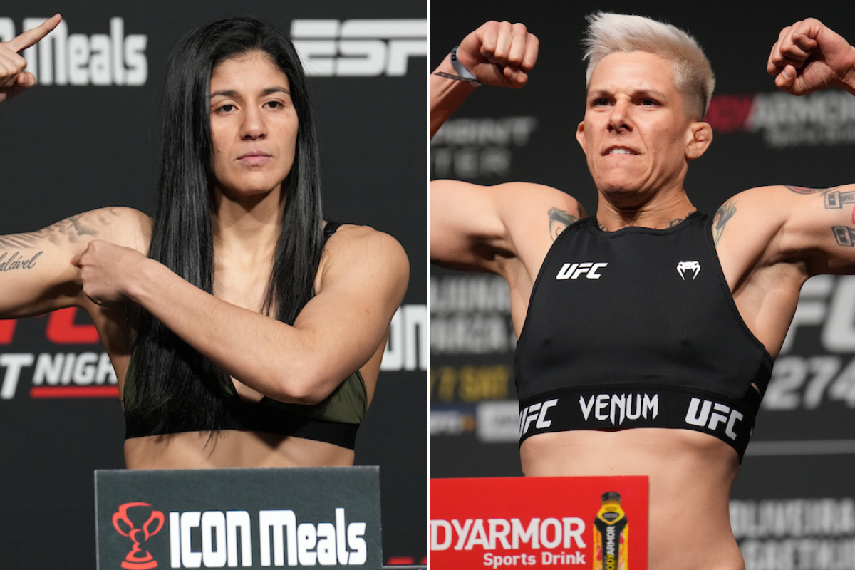 Ketlen Vieira encara Macy Chiasson em evento do UFC em fevereiro de 2025.