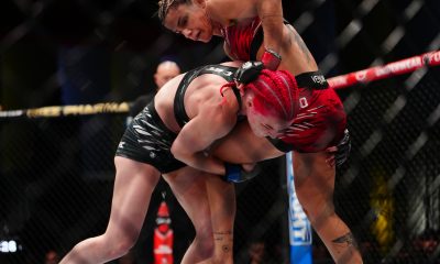 Luana Pinheiro tenta defender entrada de queda de Gillian Robertson