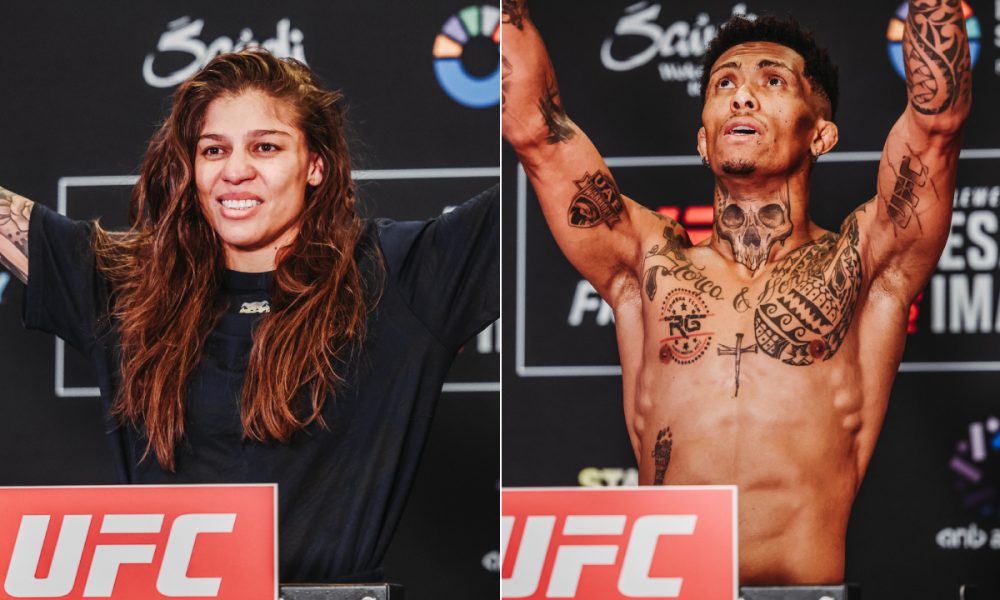 Mayra Sheetara e Vinicius Lok Dog na pesagem do UFC Arábia Saudita