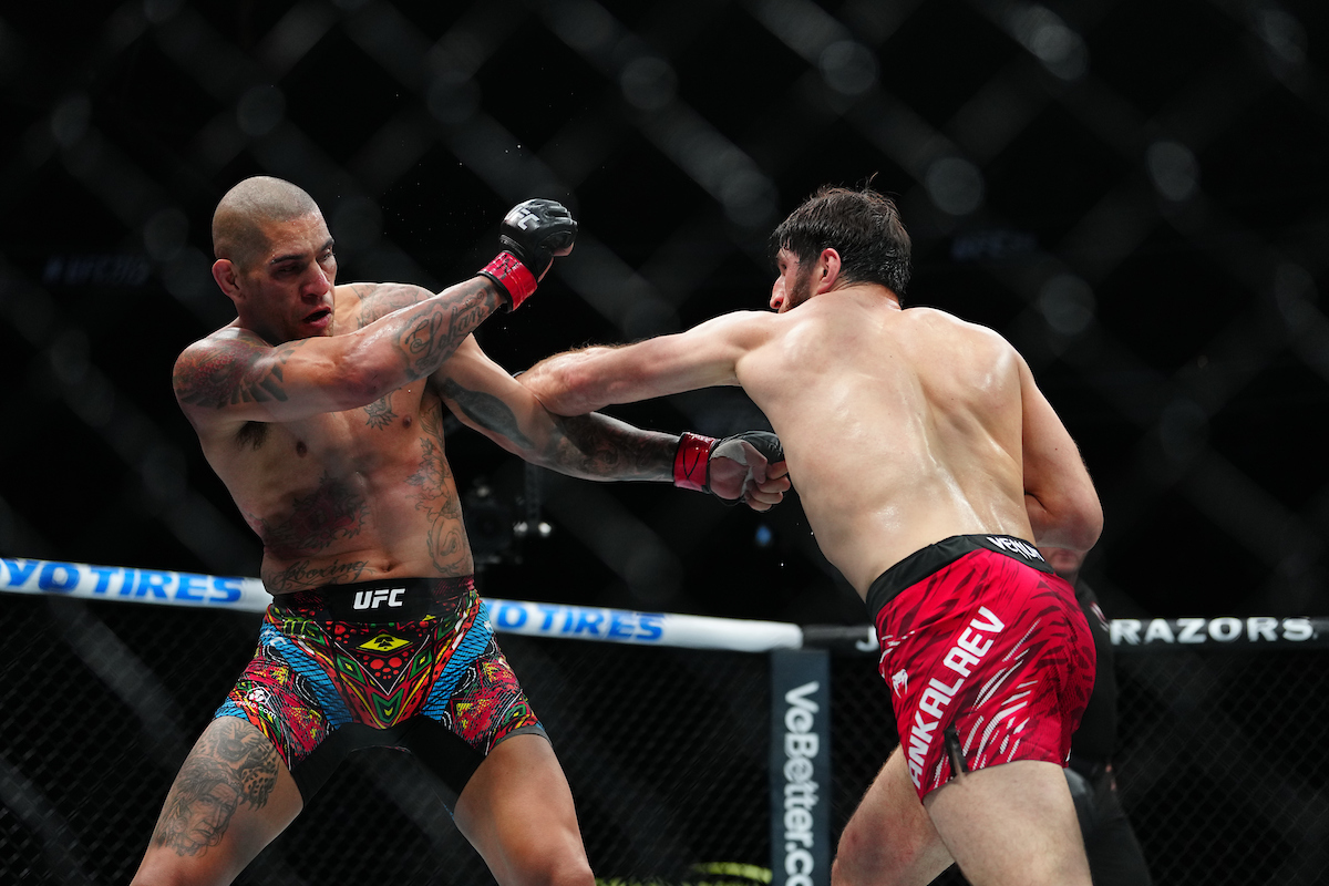 Alex Poatan (à esquerda) perdeu para Magomed Ankalaev no UFC 313