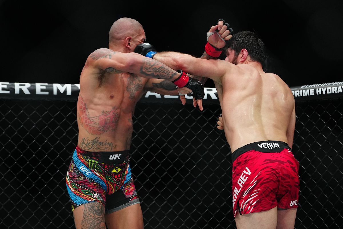 Magomed Ankalaev acerta soco em Alex Poatan no UFC 313